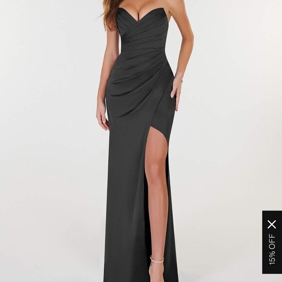 Black Satin Bridesmaid Dress - Picture 1 of 1